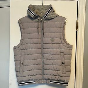 Mens Medium grey hooded outerwear vest